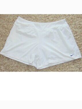 NIKE Running Shorts Womens L White Dri-Fit Elastic Waist Built in Brief